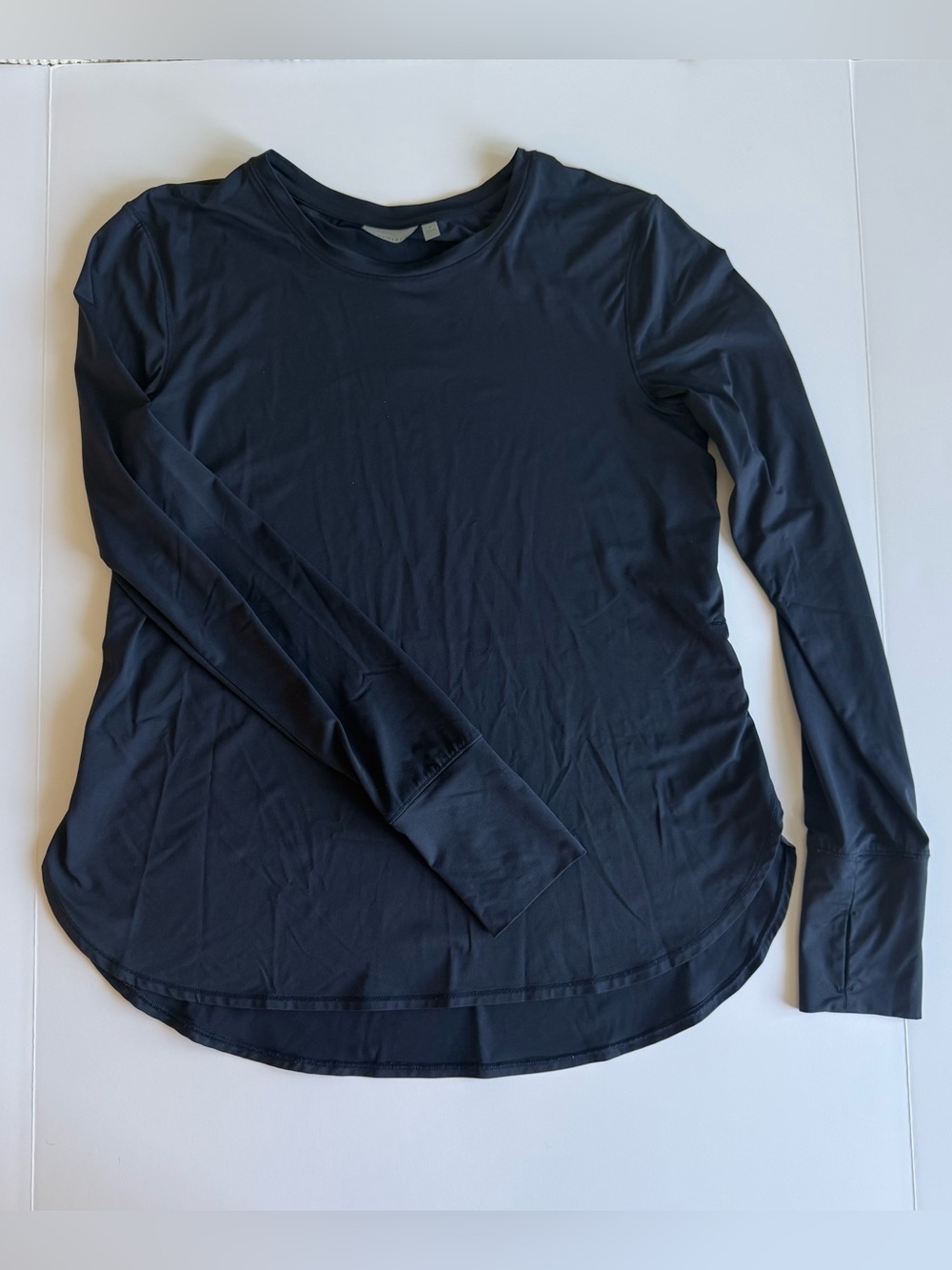 Athleta Navy Blue Long Sleeve Athletic Top Thumbholes Size Small